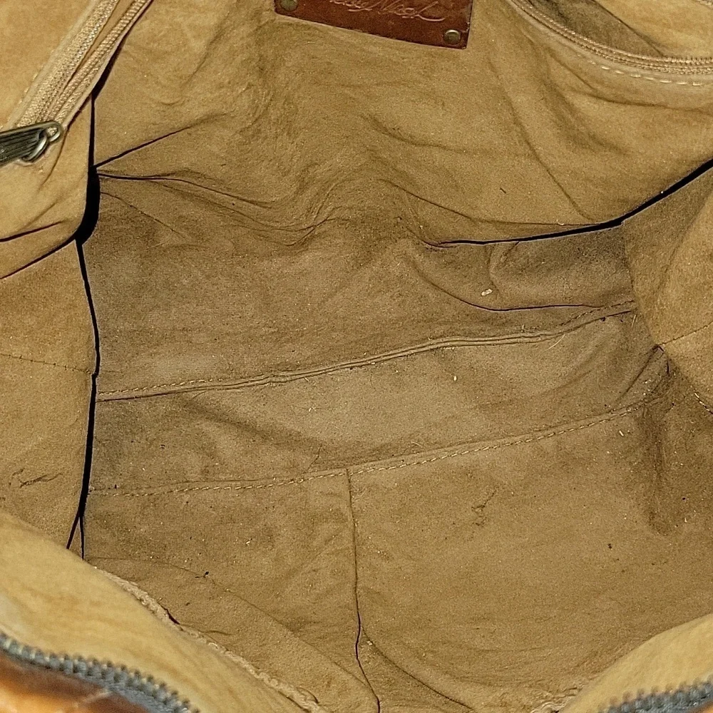 Patricia Nash Talloria Tooled Brown Leather Tote Shoulder Bag Handbag Purse